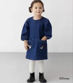 ミッキー ミニー 刺繍 デニムワンピース 100 プティマイン