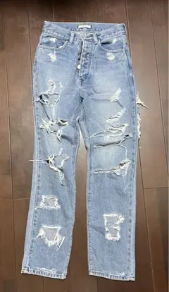 Jouetie ダメージデニム ハイウエスト ブルー