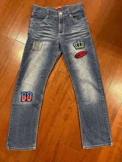週末セール美品【ベビードールヴィンテージ風デニムパンツ♥️140size 】