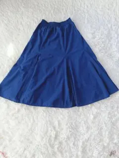 ユニクロ　M　ネイビーブルー フレアスカート 　ゴムウエスト