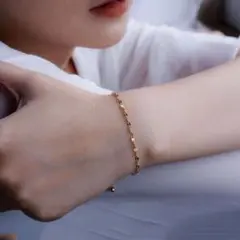 ブレスレット ペタルチェーン 新品 サージカルステンレス ピンクゴールド