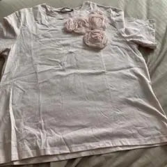 ZARA 立体的お花付き　Tシャツ　ピンク