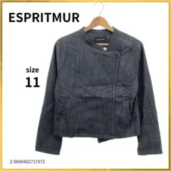 ESPRITMUR ノーカラージャケット ボタン ポケット 長袖 グレー 11