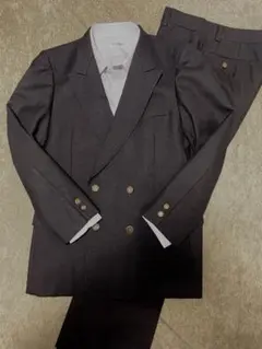 ダークグレー　ブラック　ダブルブレスト ビジネススーツ