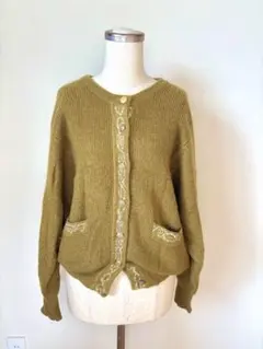 マスタード ヴィンテージニットカーディガン vintage used
