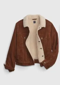 ブラウン ボア襟付きジャケット　コーデュロイ　160