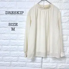 ドレスキップ DRESKIPシフォンブラウス ドット柄 ベージュ M 透け感