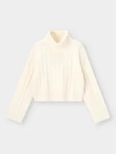 【美品】GU クロップドタートル オフホワイト M パフィータッチ 344416