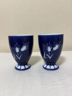 瑠璃色 麦の穂文様 フリーカップ ペア 2客 和食器 タンブラーのサムネイル