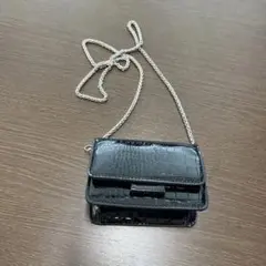 黒 クロコダイル風ショルダーバッグ