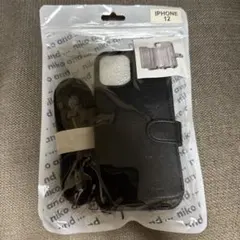 niko and… iPhone 12/12proブラックレザーフリップケース