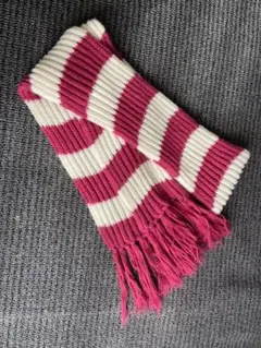 レディース マフラー ピンク 白 ボーダー