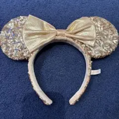 ミニーカチューシャ　シャンパンゴールド スパンコール