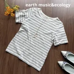 earth music&ecology グレー　ボーダーTのサムネイル