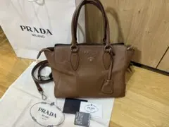 PRADA ブラウン レザー ハンドバッグ