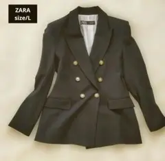 は*よ様 ZARA ダブルブレストテーラードジャケット 紺ブレザー 金ボタン L