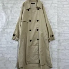 【ヘザー】ベージュ ダブルブレスト ロングコート トレンチコート a3304