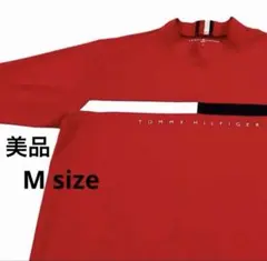 美品✨トミーヒルフィンガー　ゴルフ Tシャツ レッド　ロゴ刺繍のサムネイル