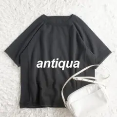 antiqua 　アンティカ　ゆったりリネンタッチラグランニット 　ブラックのサムネイル