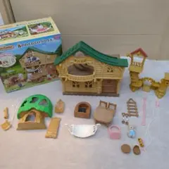 シルバニアファミリー 森のわくわくログハウス　ロープウェイ　木のおへや　セット