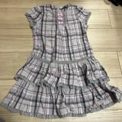 Mikihouse 半袖チェック柄ワンピース 130cm ミキハウス