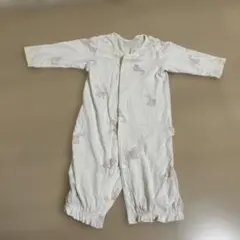 ジェラートピケ　ホワイト動物柄ロンパース 50〜70cm