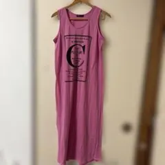 ピンク ノースリーブ ロングワンピース Lサイズ