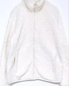 ユニクロ　フリースジャケット　ボア　S　白　ホワイト　モコモコ　極暖