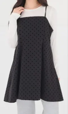 honeys ドット柄 キャミワンピース ブラック