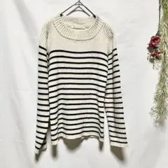 【MAJESTIC LEGON】長袖セーター ボーダー 白 黒 (F)