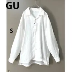 新品❗️ジーユー テクスチャーオープンカラーシャツ（S）ナチュラル 長袖 ゆったり