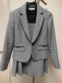 スカートスーツ 9号ブラック・ホワイト ツイード