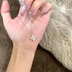 【小众デザイン】S925純銀 四葉のクローバーネックレス フルジルコン 高級感