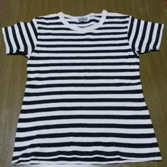 白と黒のストライプ Tシャツ 半袖 綿100%