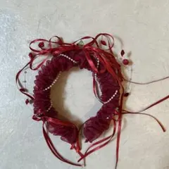 ヘッドドレス　カチューシャ　ワインレッド