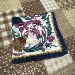 花柄 ネイビー ハンカチ CELINE