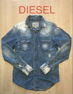 美品 DIESEL ディーゼル ブリーチ加工デニムシャツ ヴィンテージ加工