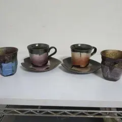 九谷焼カップとソーサー湯呑みセット