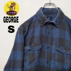 usa古着 GEORGE ネルシャツ　S　ブルー　ブラック　チェック