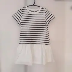 〈USED美品♪〉120cm UNIQLO ストライプ 半袖ワンピース♪