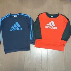 adidas オレンジ/ネイビー トレーナー 140cm