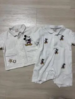 petit main ミッキー ポロシャツとショートオールセット 80