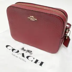【coach】レザーショルダーバッグ（レッド, 赤）