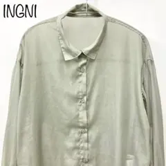 【INGNI】ボリュームスリーブシアーシャツ　ビッグサイズ　グリーン　M
