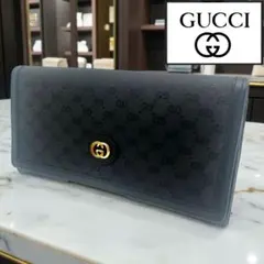 グッチ GUCCI インターロッキングG オールドグッチ ロングウォレット 財布 フラップ 長財布 スエード/エナメル ブラック 国内発送☆GUCCI】インターロッキングG ロング ウォレット (GUCCI/長