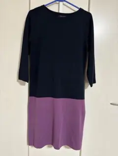 closet story ひざ丈ワンピース 七分袖 黒・紫
