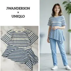 美品☆JWANDERSON×UNIQLOコラボ　アシメボーダー Tシャツ　青　S