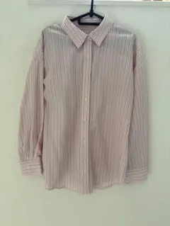ストライプ 長袖シャツ ピンク