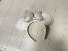 ミニーマウス耳付きカチューシャ アイボリー