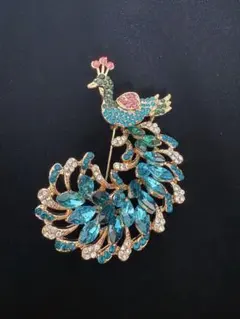 孔雀デザイン ブローチ